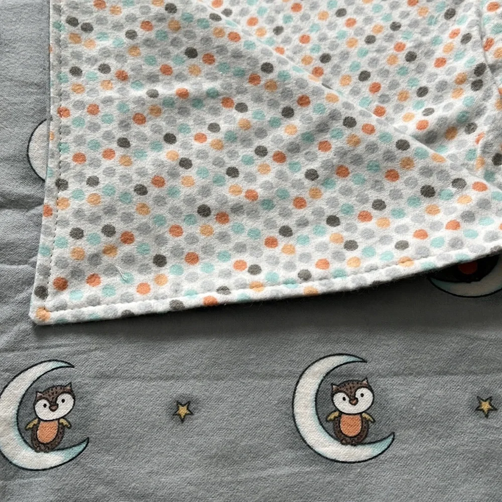 Gray owl baby flannel receiving blanket - Picture 3 of 8